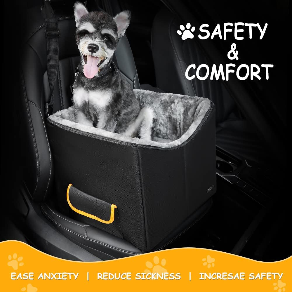 Dog Car Seat for Small Dogs, Elevated Dog Booster Seat Pet Travel Carrier Bed for Car with Adjustable Straps Pet Car Booster Seat for Small Dogs Cats