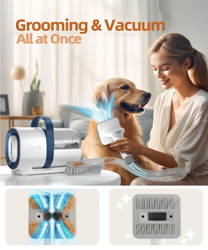 Dog Hair Vacuum&Dog Grooming Kit with 7 Pet Grooming Tools for Shedding Pet Hair